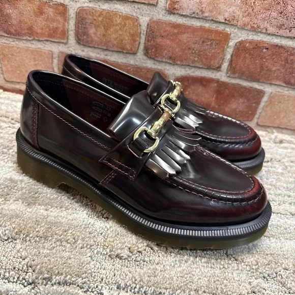 Dr martens Adrian snaffle leather cherry red loafers women Sz 7 - Picture 3 of 14